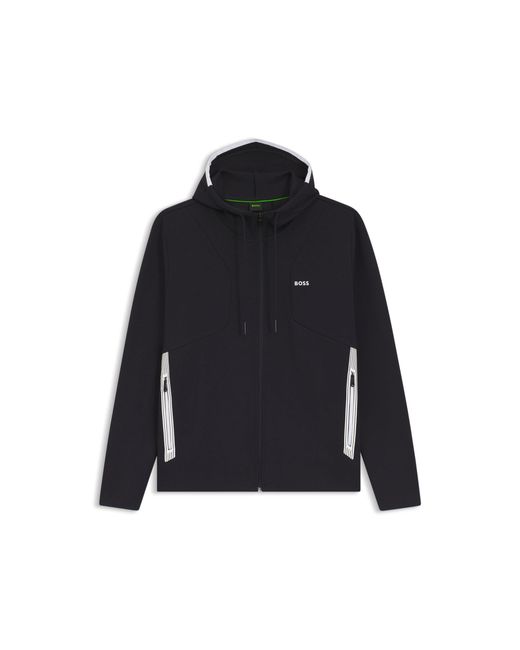Boss Blue Zip-Up Hoodie for men