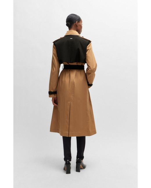 Boss Natural Water-repellent Trench Coat With Contrast Details