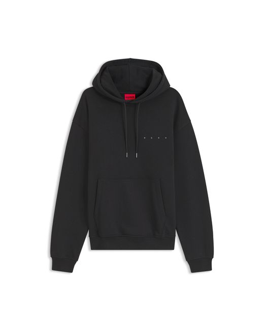 HUGO Black Cotton Hoodie With Spaced-Out Logo And Back Graphic for men