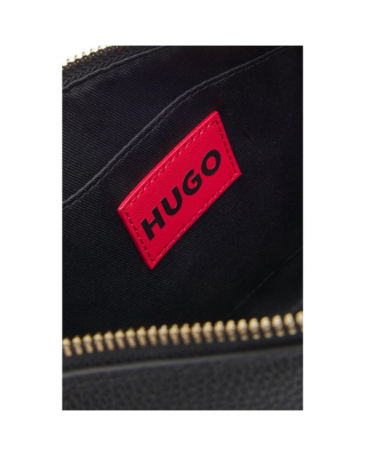 HUGO Black Grained Faux-Leather Shoulder Bag With-Tone Hardware