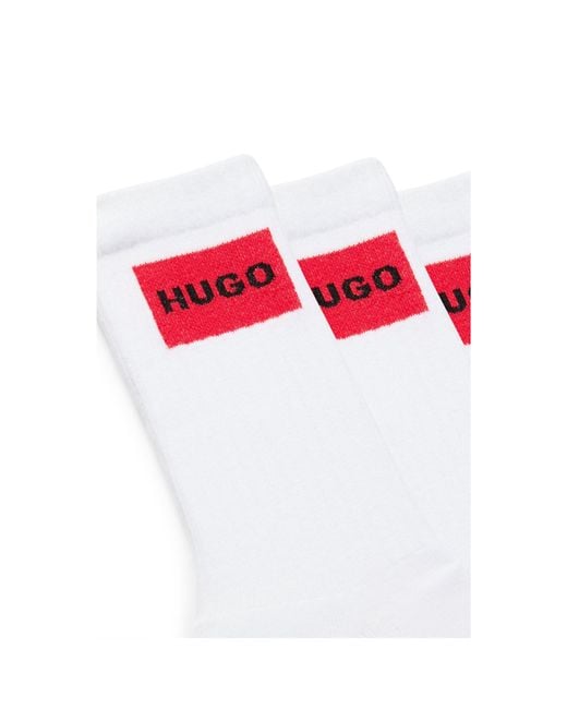 HUGO White Three-Pack Of Short Socks With Logo Labels for men