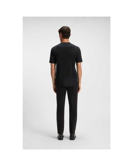 Boss Black Mercerised-Cotton T-Shirt With Logo Artwork for men