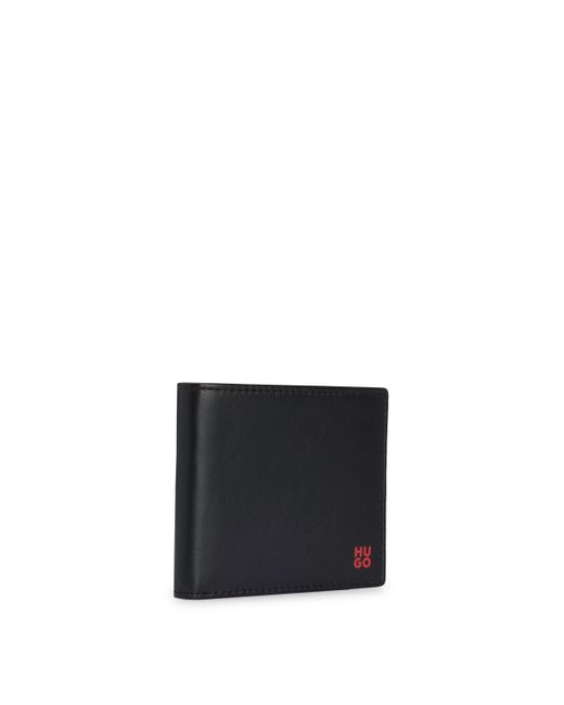 Portefeuille en cuir nappa avec logo revisité et poche pour la monnaie HUGO pour homme en coloris Black