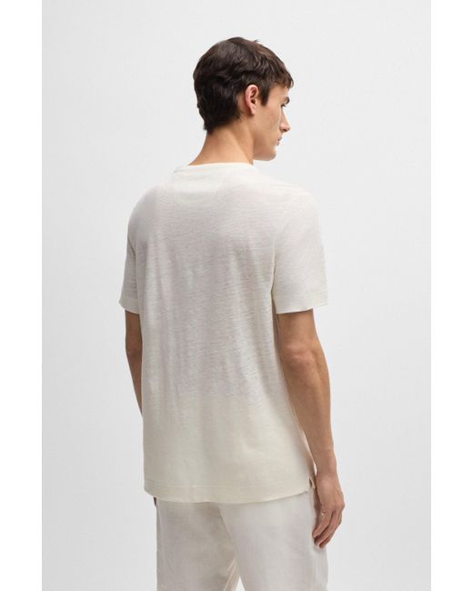 Boss Regular-fit T-shirt Van Linnen En Zijde in het White voor heren