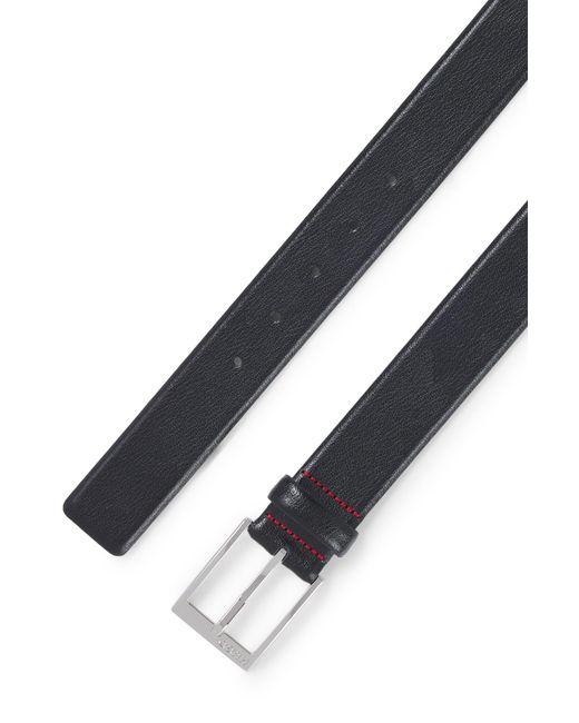 HUGO Riem Van Generfd Leer Met Gesp Met Gegraveerd Logo in het Black voor heren