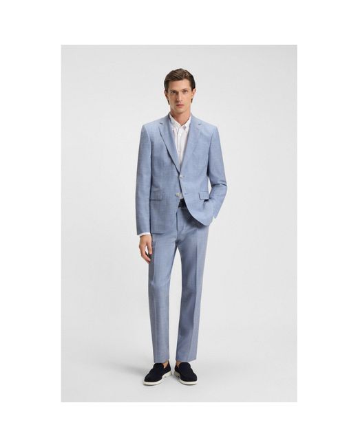 Boss Blue Regular-Fit Suit With All-Over Pattern for men
