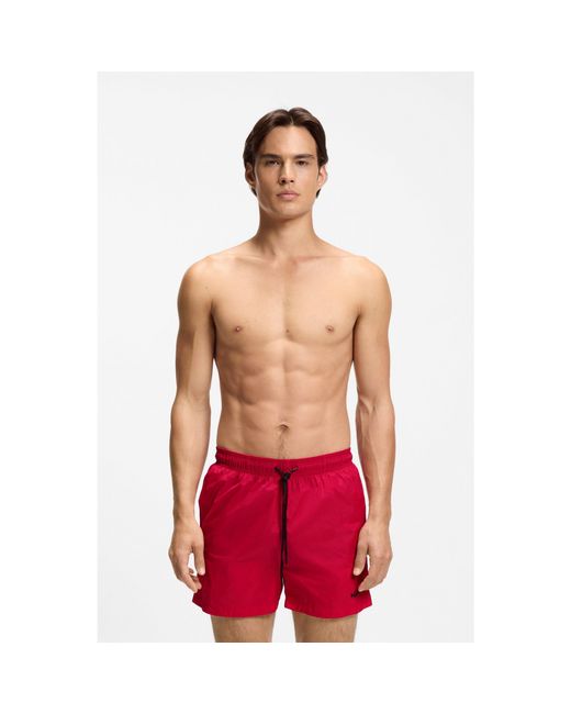 HUGO Red Swim Shorts With Contrast Logo Print for men