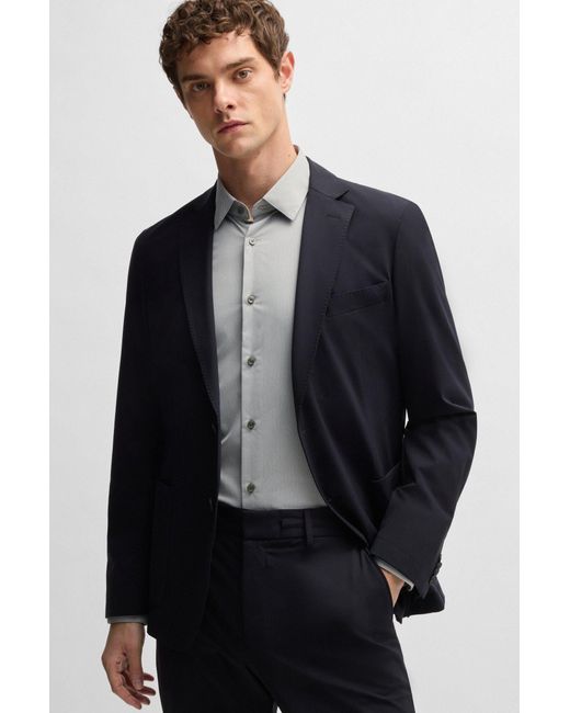 Boss Slim-Fit Hemd Aus Funktionalem Stretch-Gewebe Mit Struktur in Gray für Herren