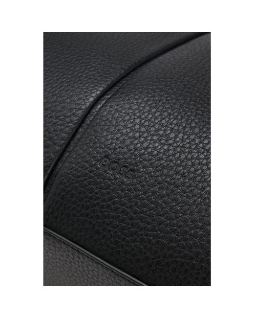 Boss Black Faux-Leather Tote Bag With Emed Logo