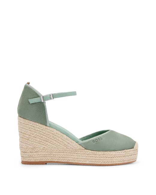BOSS by HUGO BOSS Wedge Sandals With Goatsuede Uppers And Closed Toe
