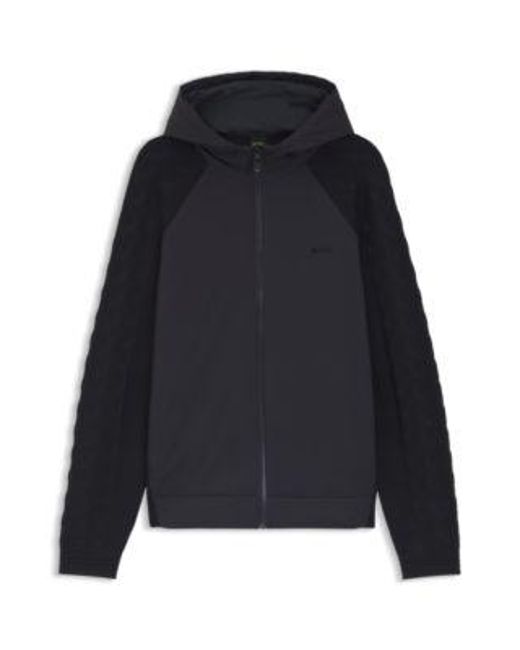 Sweat À Capuche Zippé En Jacquard Texturé Ton Sur Ton Boss pour homme en coloris Blue