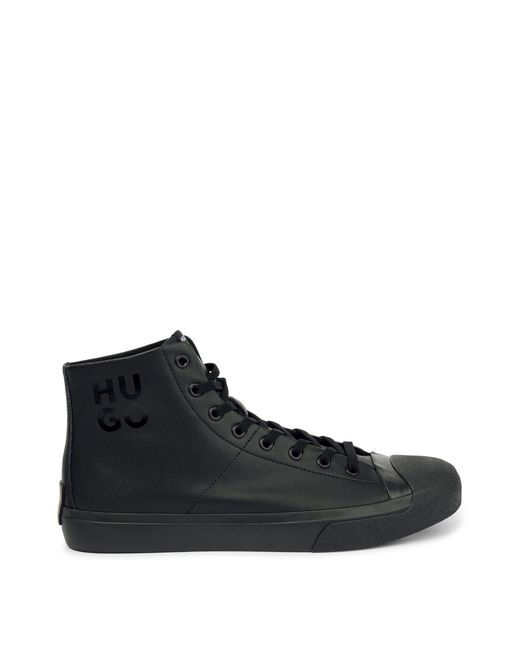 Boss Black Stacked-logo High-top Trainers With Vulcanised Sole for men