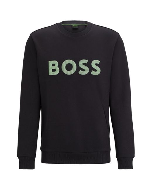 Boss Sweatshirt Van Een Katoenmix Met 3d-gevormd Logo in het Black voor heren