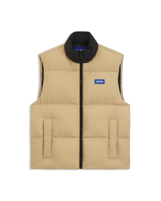 HUGO Metallic Relaxed-Fit Padded Gilet With Logo Badge for men
