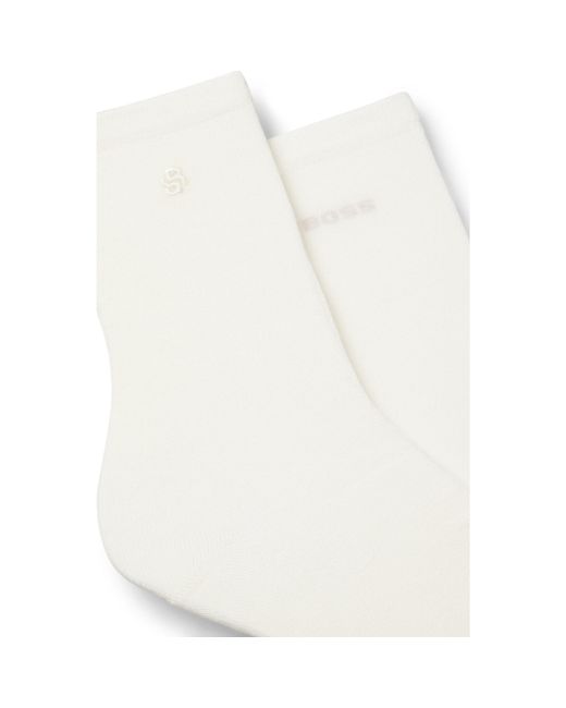Boss White Two-Pack Of Regular-Length Socks With Logo Details