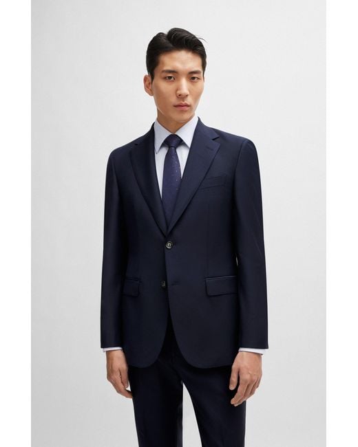 Boss Blue Regular-fit Jacket In Virgin Wool With Stretch for men