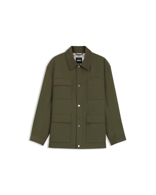 Boss Green Water-Repellent Field Jacket With Checked Lining for men