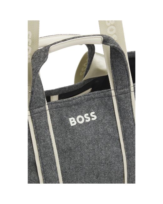 Boss Gray Fabric Tote Bag With Contrast Logo