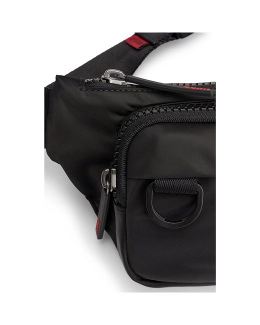 HUGO Black Belt Bag With Rubber Logo Label for men