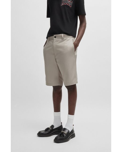 HUGO Regular-Fit Shorts mit schmalem Beinverlauf und geknöpften Taschen in Gray für Herren