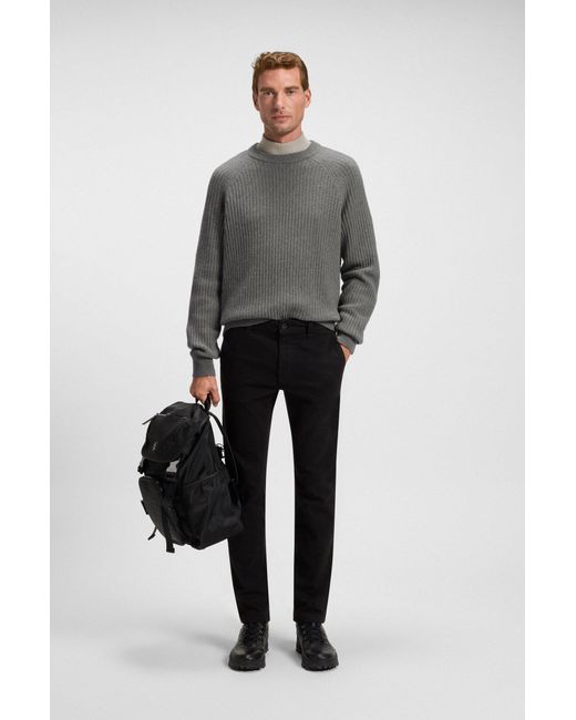 Boss Relaxed-Fit Pullover Aus Rippstrick in Gray für Herren