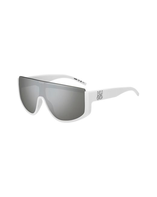 HUGO Mask-style Sunglasses In White With Stacked Logo for men