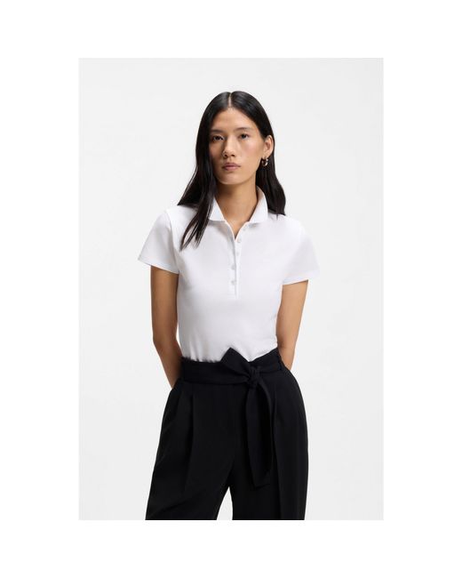 Boss White Cotton-Piqué Polo Shirt With Logo Detail