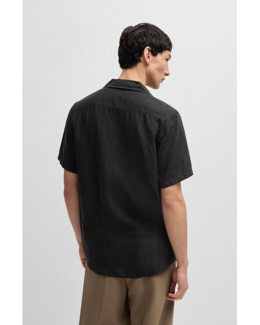 HUGO Relaxed-Fit Hemd Aus Leinen Für Verschiedene Anlässe in Black für Herren