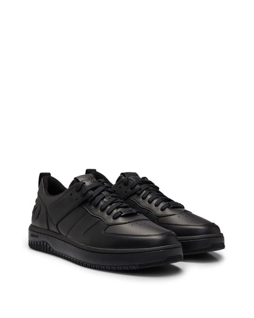 HUGO Black Mixed-material Trainers With Raised Logo for men