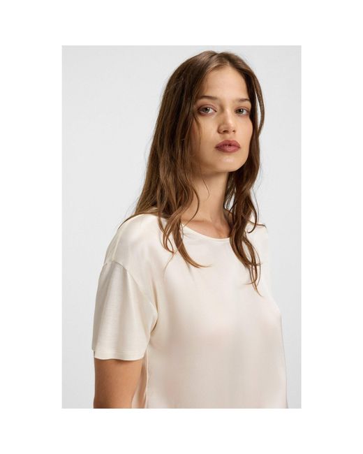 Boss Natural Regular-Fit T-Shirt With Stretch-Silk Front