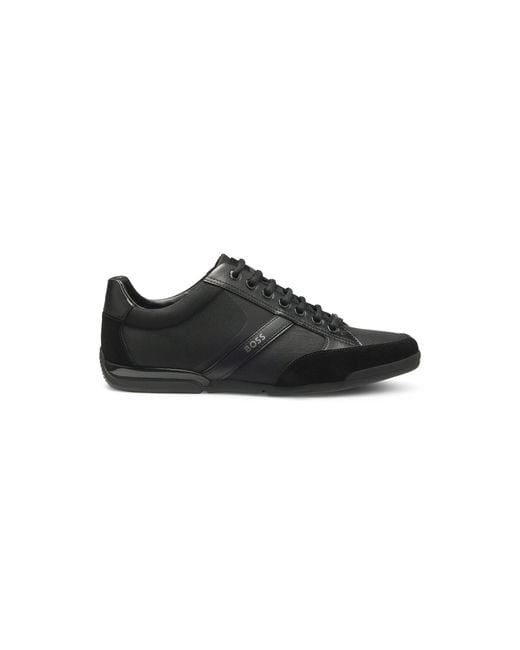 Boss Black Mixed-material Trainers With Suede And Faux Leather for men