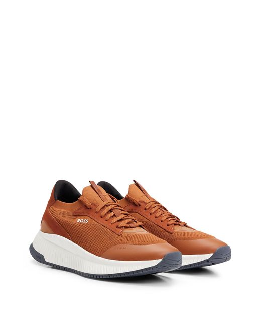 Boss Brown Ttnm Evo Trainers With Knitted Upper for men