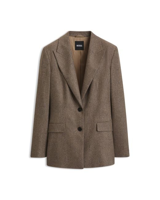Boss Brown Slim-Fit Textured Blazer