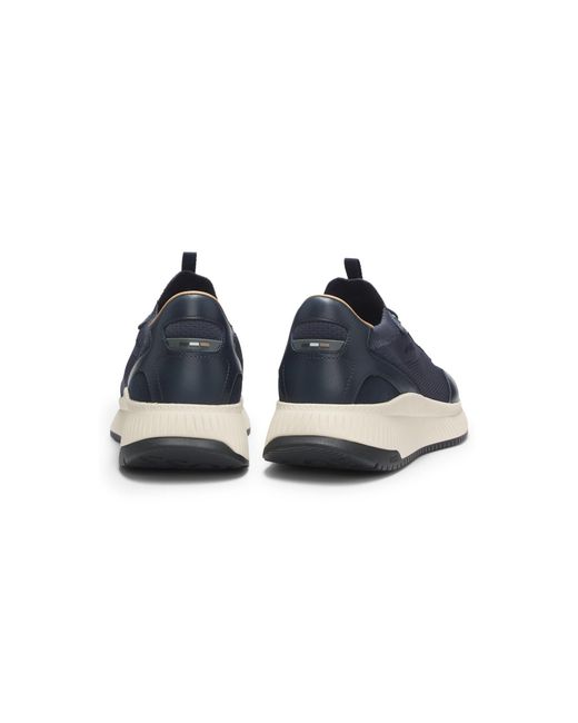 Boss Blue Ttnm Evo Trainers With Knitted Uppers And Leather Trims for men