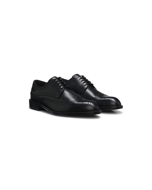 Boss Black Timeless Leather Derby Shoes With Brogue Stitching for men