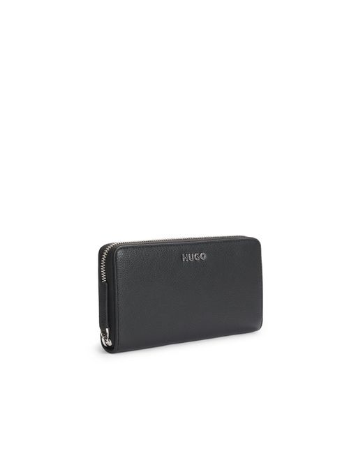 HUGO Black Faux-Leather Wallet With Embossed Grain