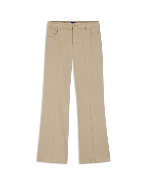 HUGO Natural Slim-Fit Trousers With Flared Leg