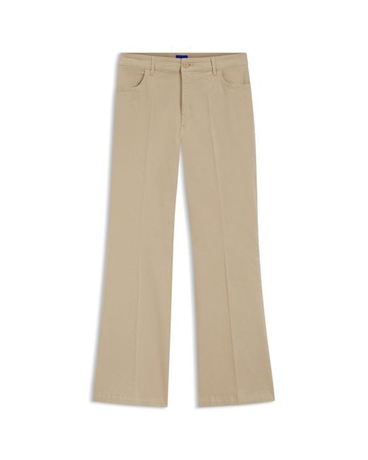 HUGO Natural Slim-Fit Trousers With Flared Leg