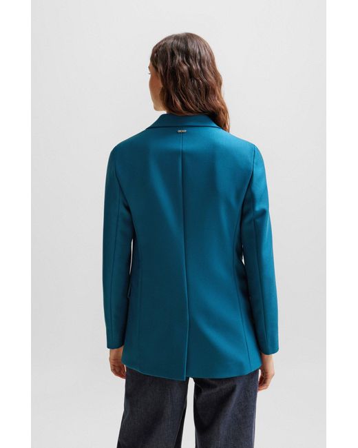 Boss Blue Regular-fit Jacket In Heavyweight Wool Twill