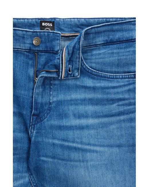 BOSS - Regular-fit jeans in micro-structured denim