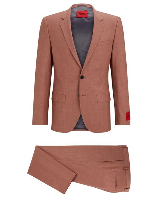 HUGO Slim-Fit Anzug aus Stretch-Gewebe in Mohair-Optik in Red für Herren