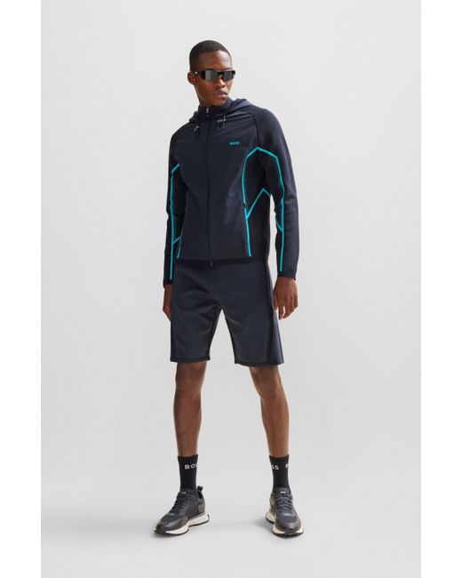 Boss Regular-fit Shorts Met Contrasterende Logoprint in het Blue voor heren
