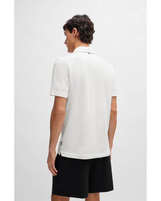 Boss Regular-Fit Poloshirt aus Baumwoll-Leinen-Mix in White für Herren
