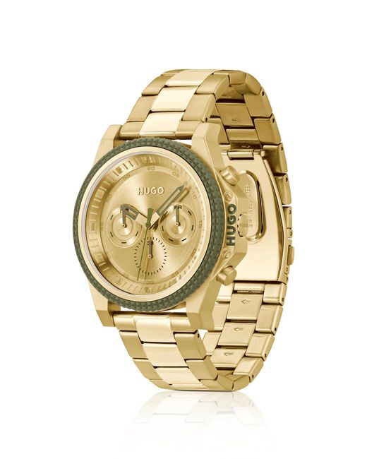 HUGO Metallic Link-bracelet Watch With Gold-tone Dial for men