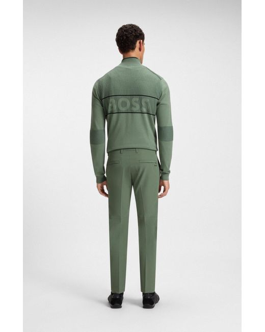 Boss Slim-Fit Hose Aus Wasserabweisendem Stretch-Gewebe in Green für Herren