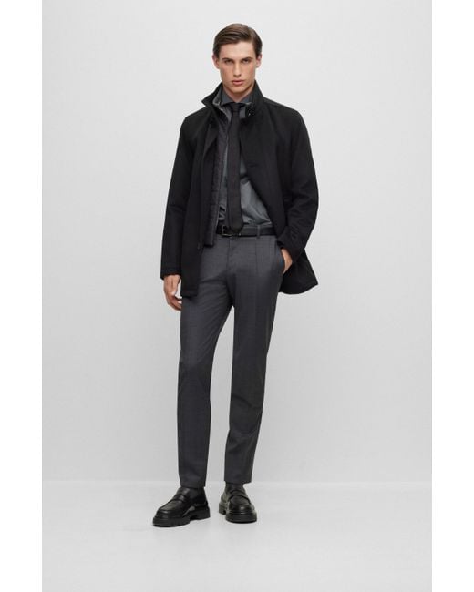 BOSS Relaxed fit Coat In Virgin Wool And Cashmere in Black for Men Lyst