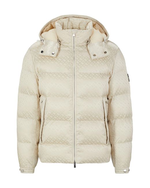 Veste matelassée déperlante à capuche avec monogrammes jacquard Boss pour homme en coloris Natural