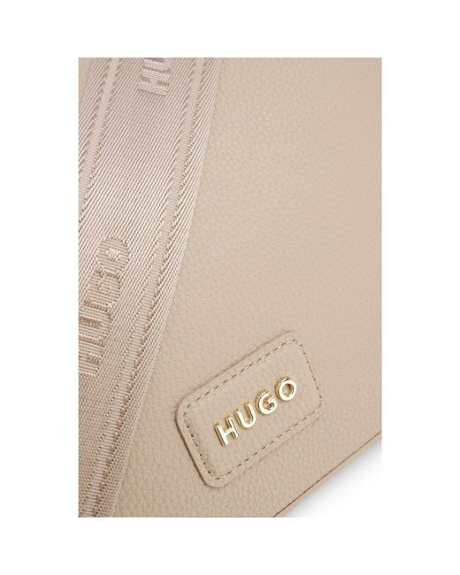 HUGO White Grained Faux-Leather Shoulder Bag With-Tone Hardware