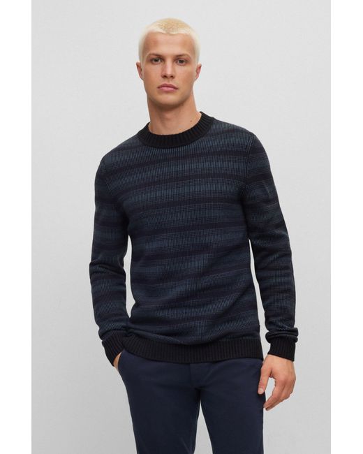 BOSS by Hugo Boss Blue Regular-fit Sweater In A Cotton-wool Blend for men
