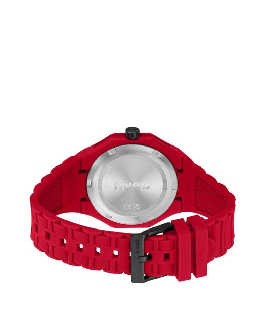HUGO Red Watch With Tonal Silicone Strap for men